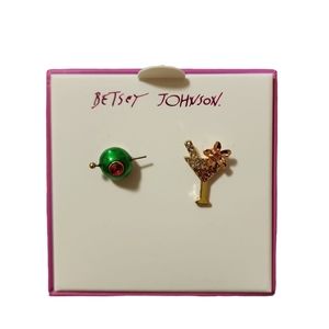 Betsey Johnson Martini & Olive Earrings